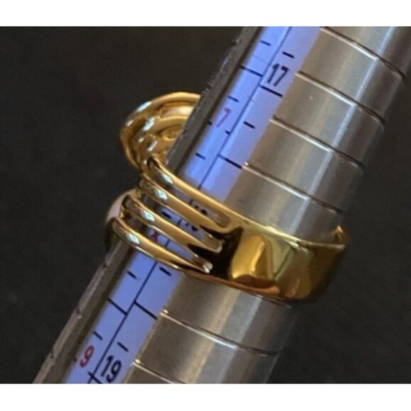 18k Gold Electroplated Stamped Ring with 2 Glass Faux Pearls Size 8 Classic - Picture 7 of 10